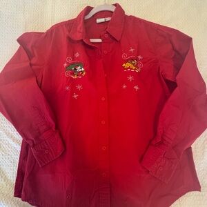 Vintage Disney Embroidered Christmas Shirt, ft. Mickey and Pluto